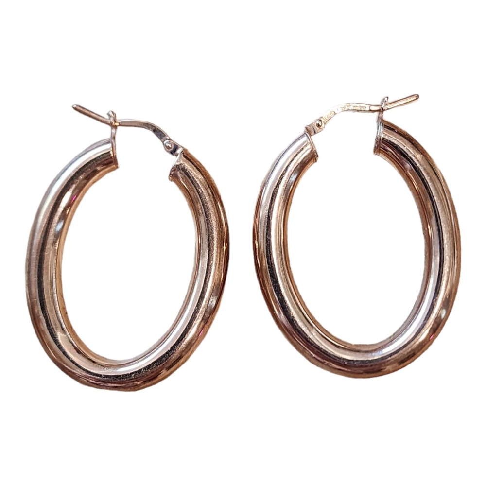 Dyadema Hoop Earrings‎ OS Rose Gold Excellent 925 Sterling Silver Puffy Italy